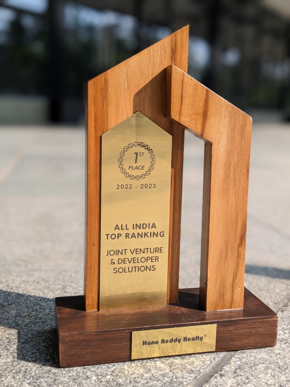 Wooden 'All India Top Ranking' award trophy